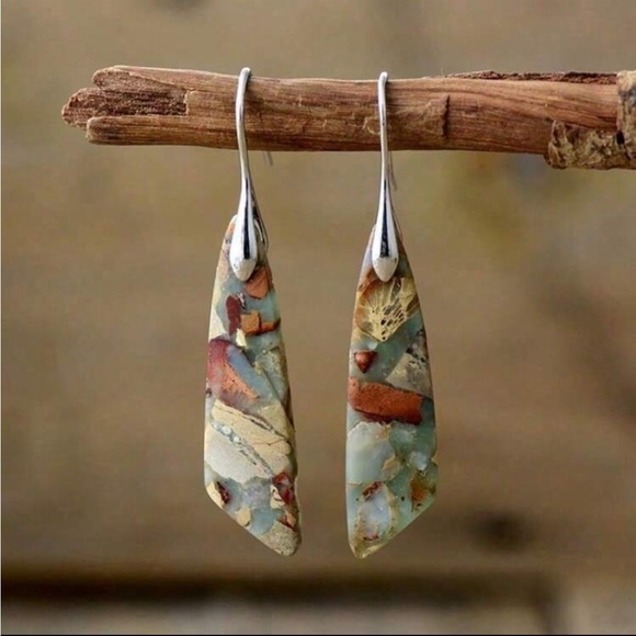 Free People Jewelry - Free People Earthtone Mosaic Drop Earrings in Blue and Copper Hues